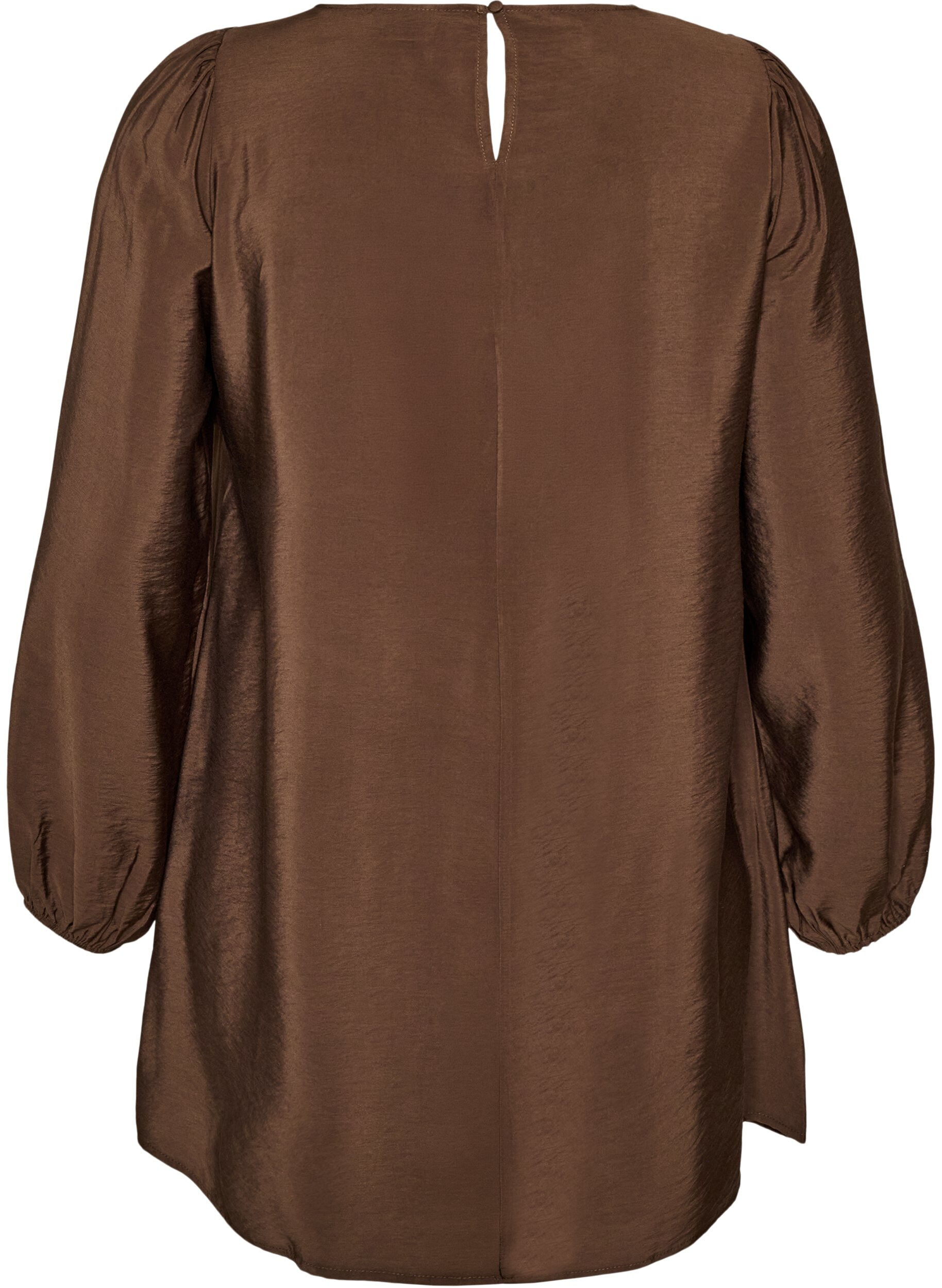 ZizziTunika i viskose med blondedetaljer, Brun, Packshot image number 1
