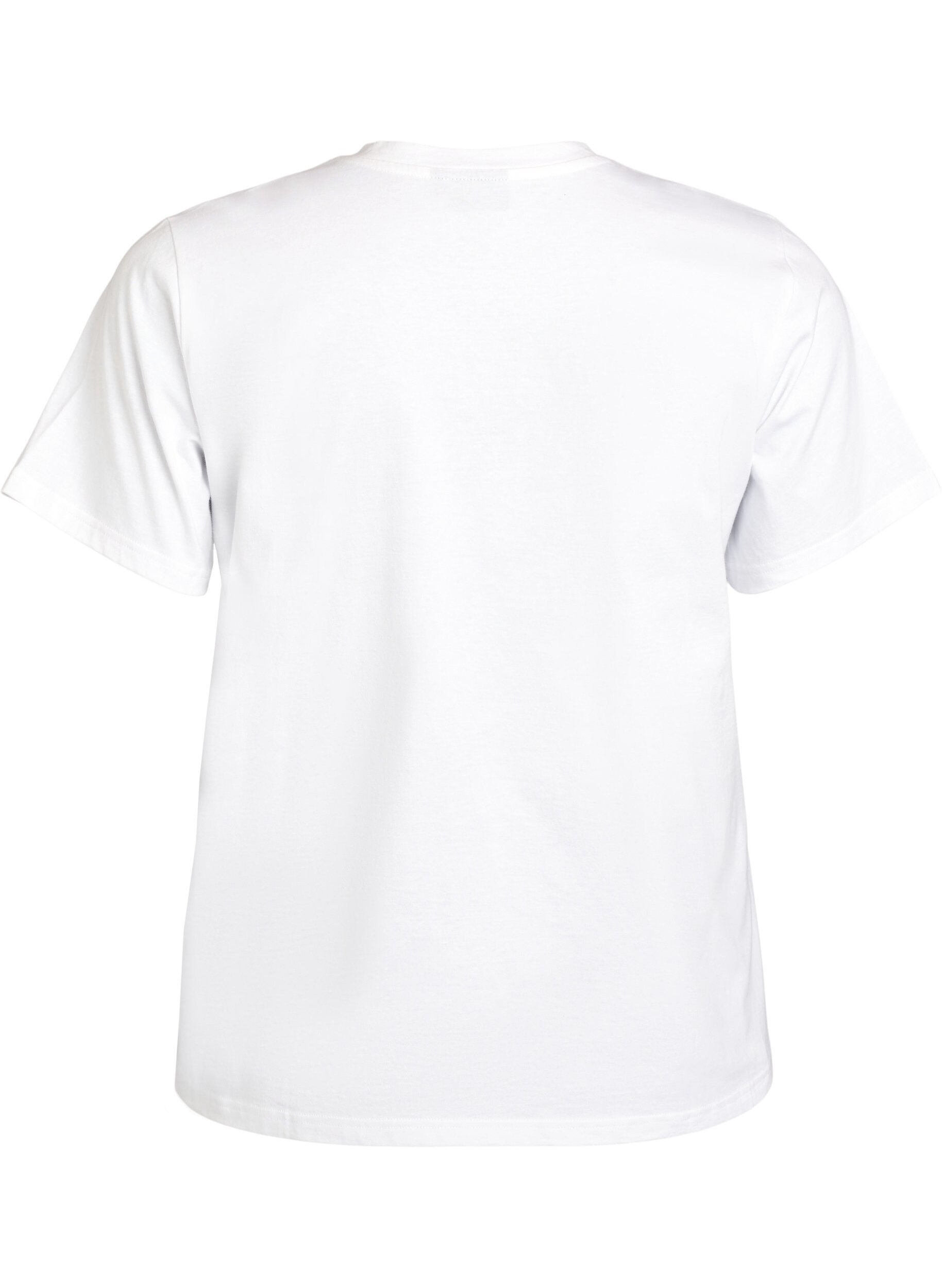 Zizzi T-skjorte med paljettblomster, Hvit, Packshot image number 1