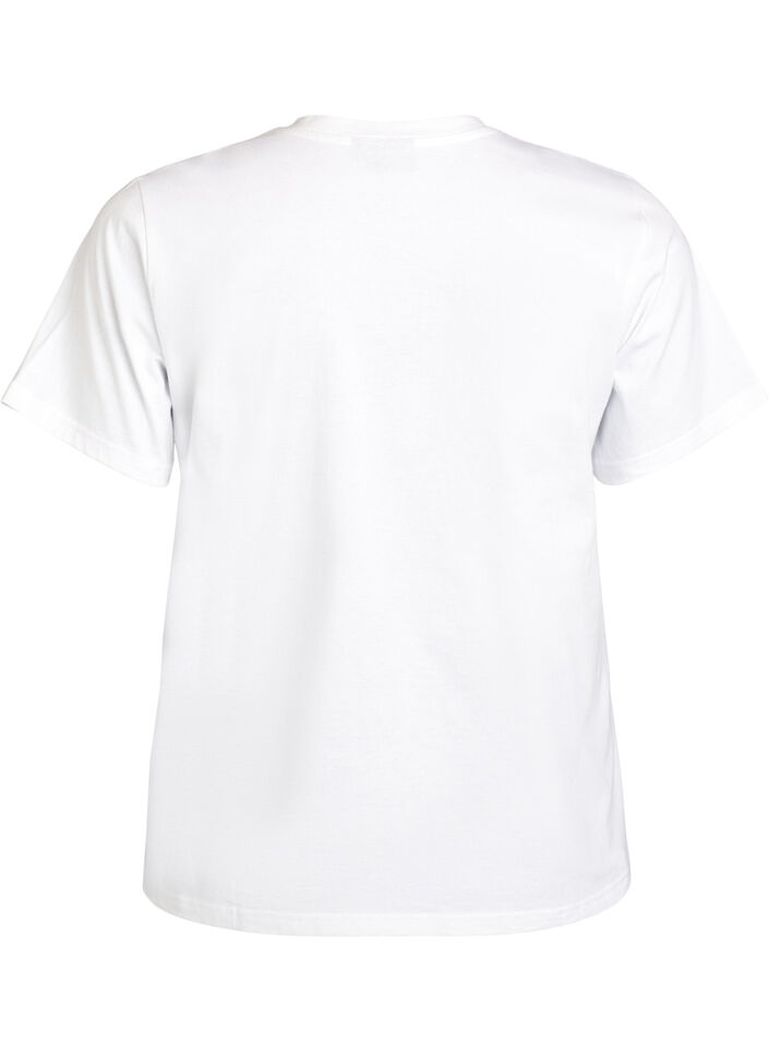 T-skjorte med paljettblomster, Hvit, Packshot image number 1