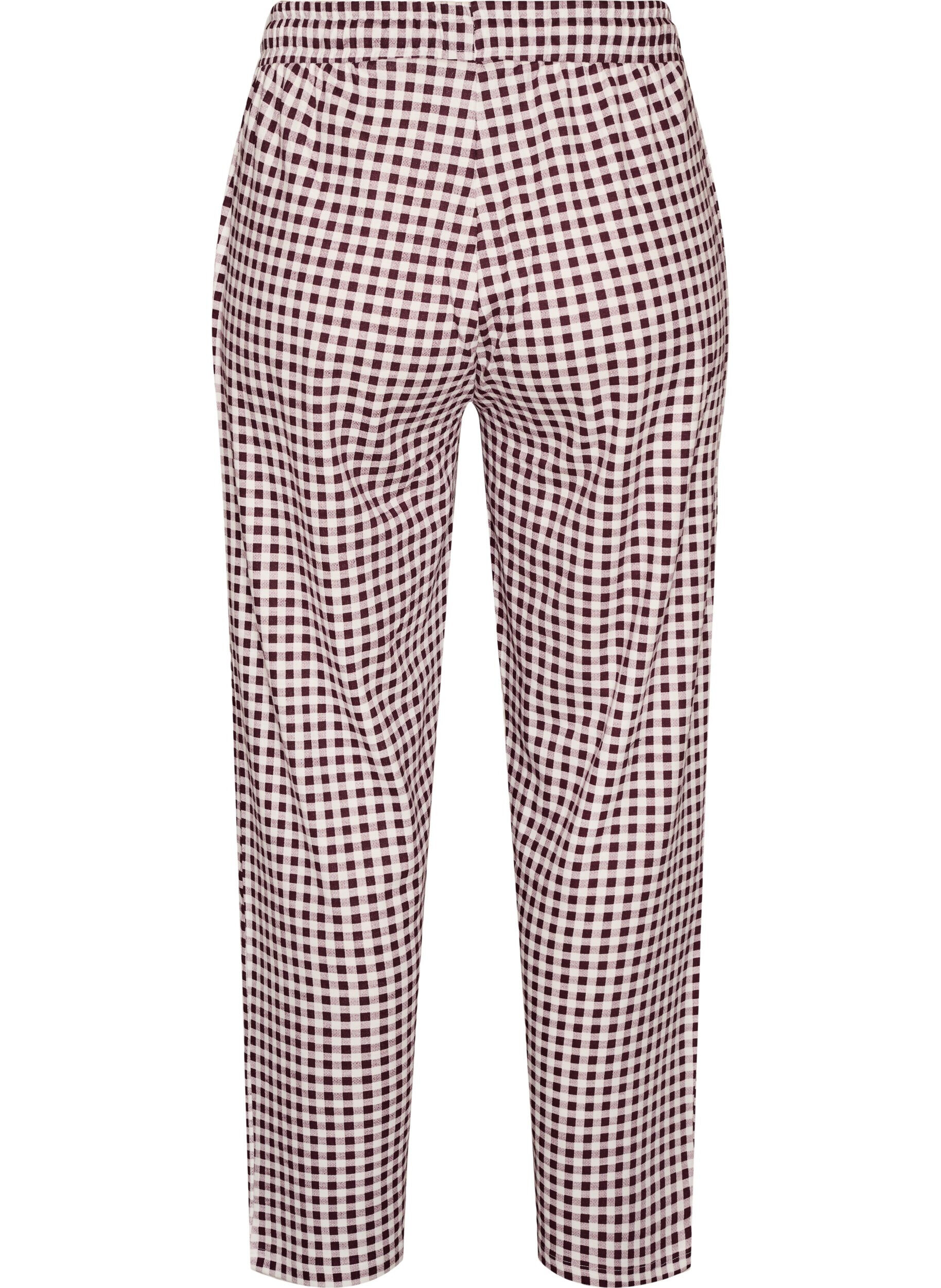 ZizziBomullspyjamasbukser med h&oslash;y midje, R&oslash;d, Packshot image number 1
