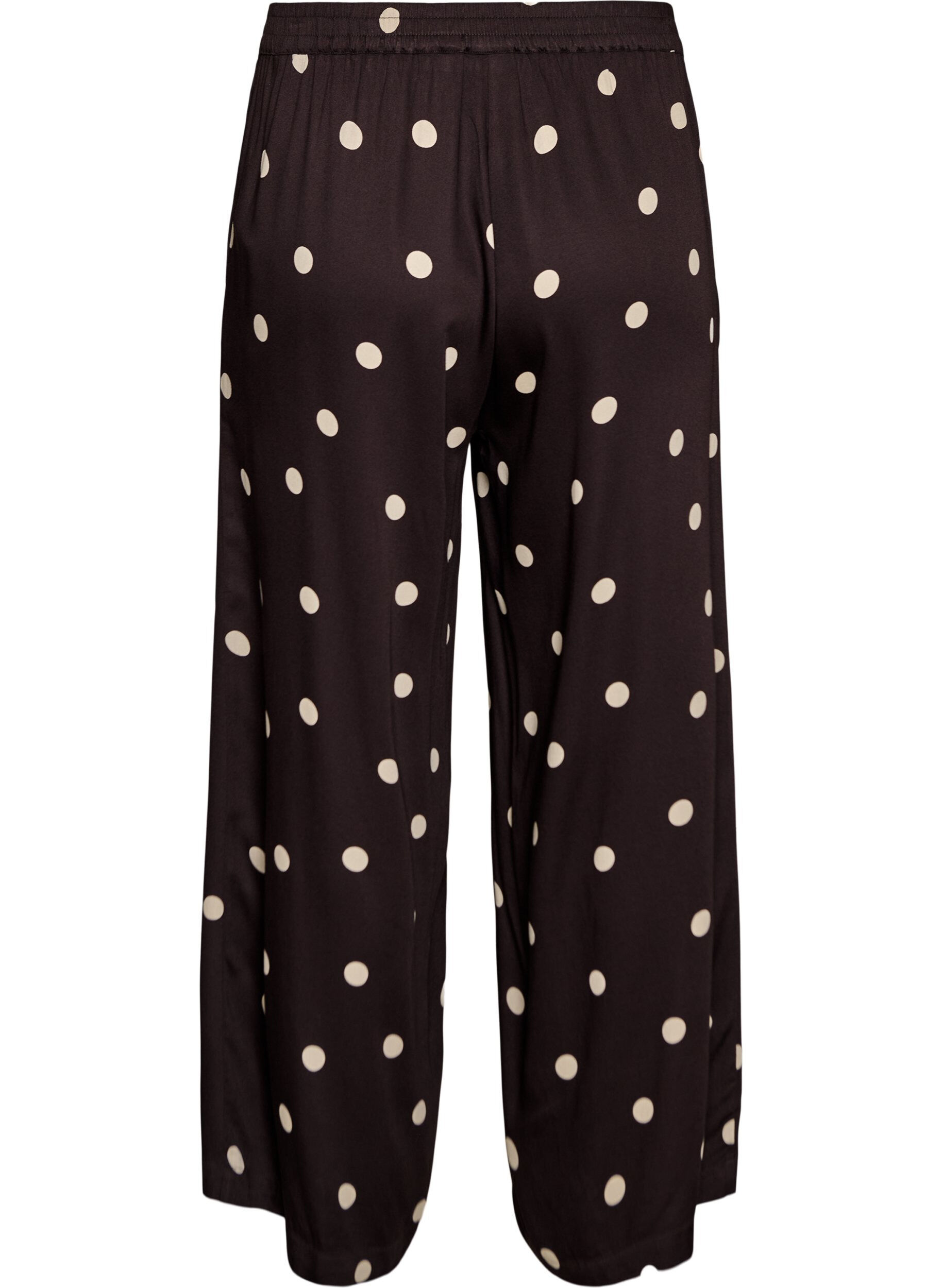 ZizziViskosebukser med polka prikker og vide ben, Brun, Packshot image number 1