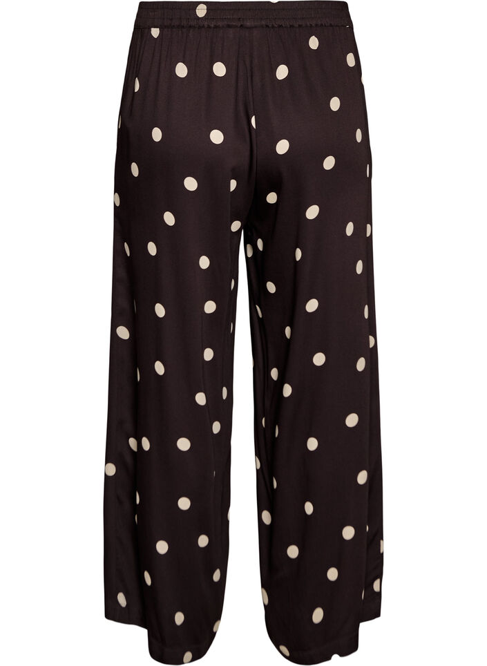 Viskosebukser med polka prikker og vide ben, Brun, Packshot image number 1