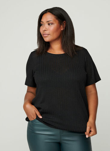 T-skjorte med elastikk i bunnen, Black, Model image number 0