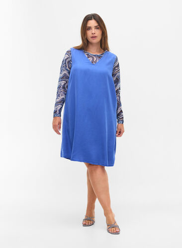 Spencerkjole med V-hals, Dazzling Blue, Model image number 2