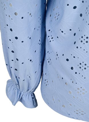 Langermet bluse med hullmønster, Serenity, Packshot image number 3
