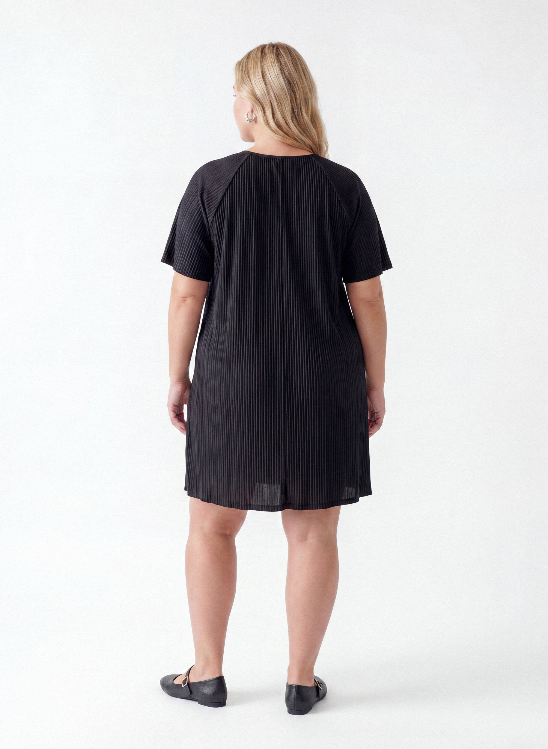 ZizziJerseytunika med teksturerte striper, Svart, Model image number 1
