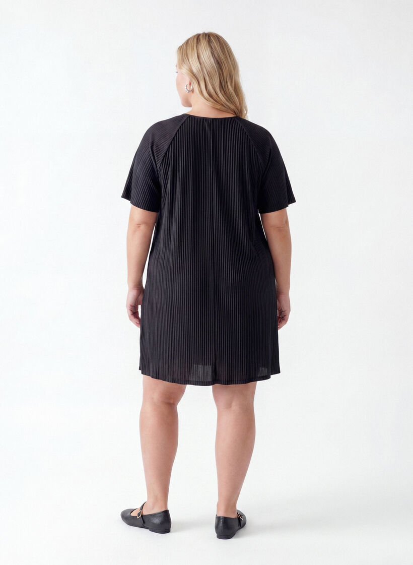 Jerseytunika med teksturerte striper, Svart, Model image number 1