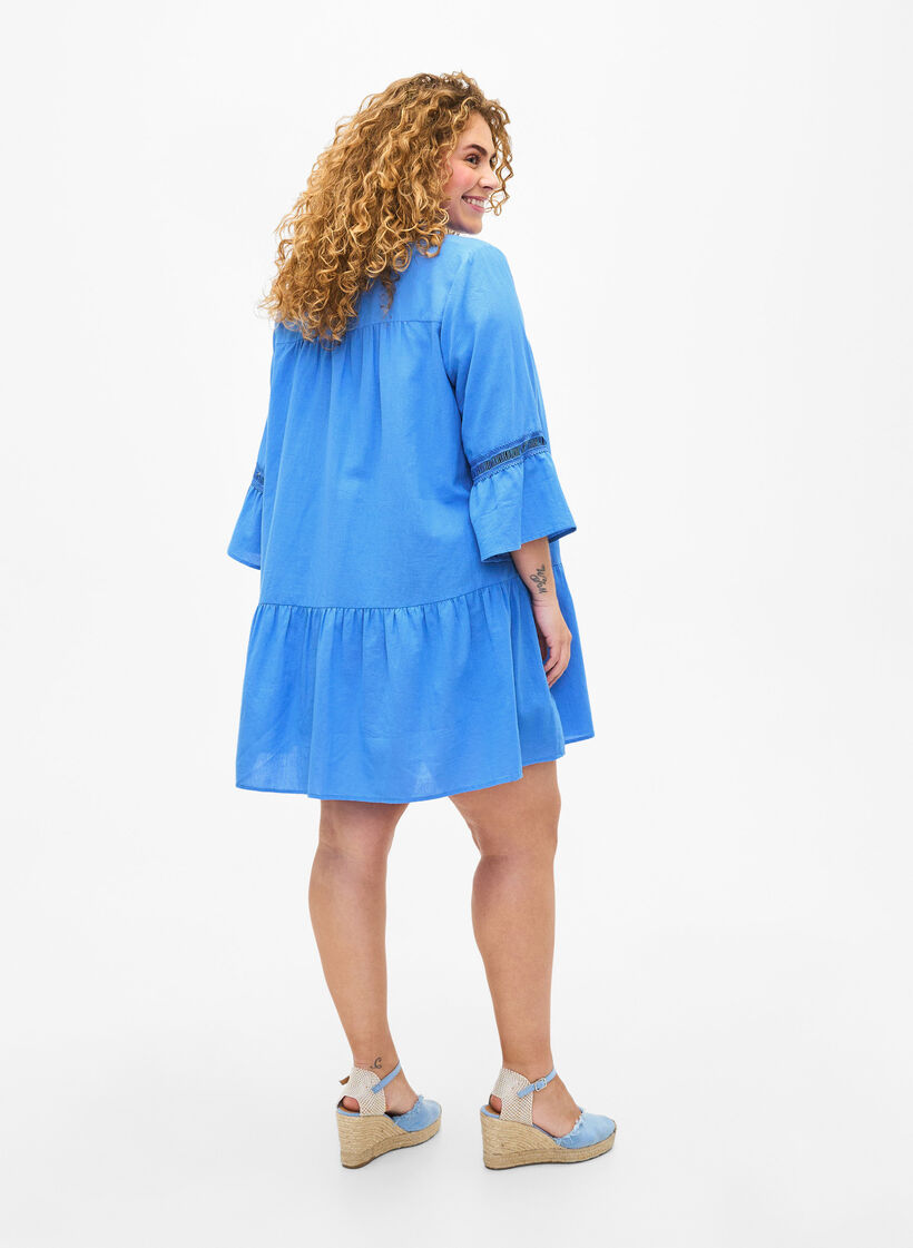 Tunika i økologisk bomull med feminine detaljer, Marina, Model image number 1