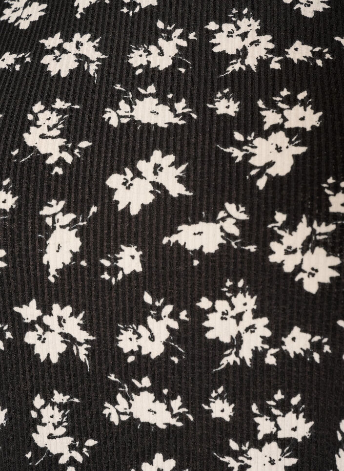 Bluse med lange ermer og blomstertrykk, Svart, Packshot image number 2