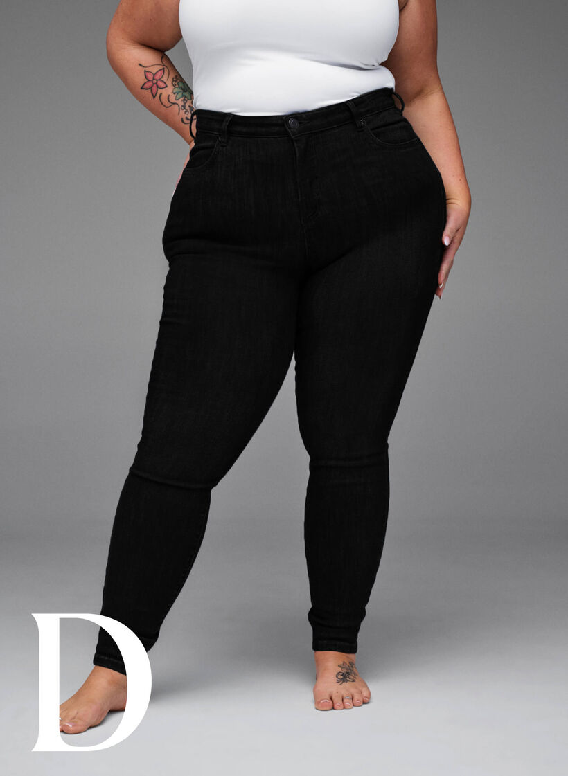 Supersmale jeans med høy midje, Black, Model