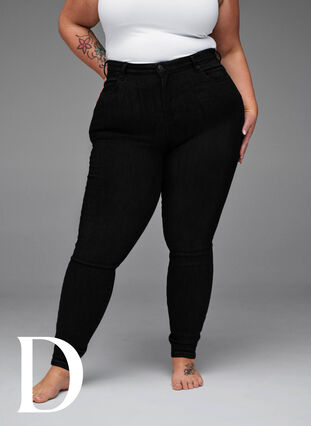 Supersmale jeans med høy midje, Black, Model image number 8