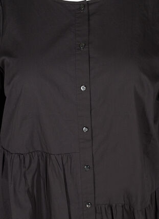 Skjortekjole i bomull med puffermer, Black, Packshot image number 2