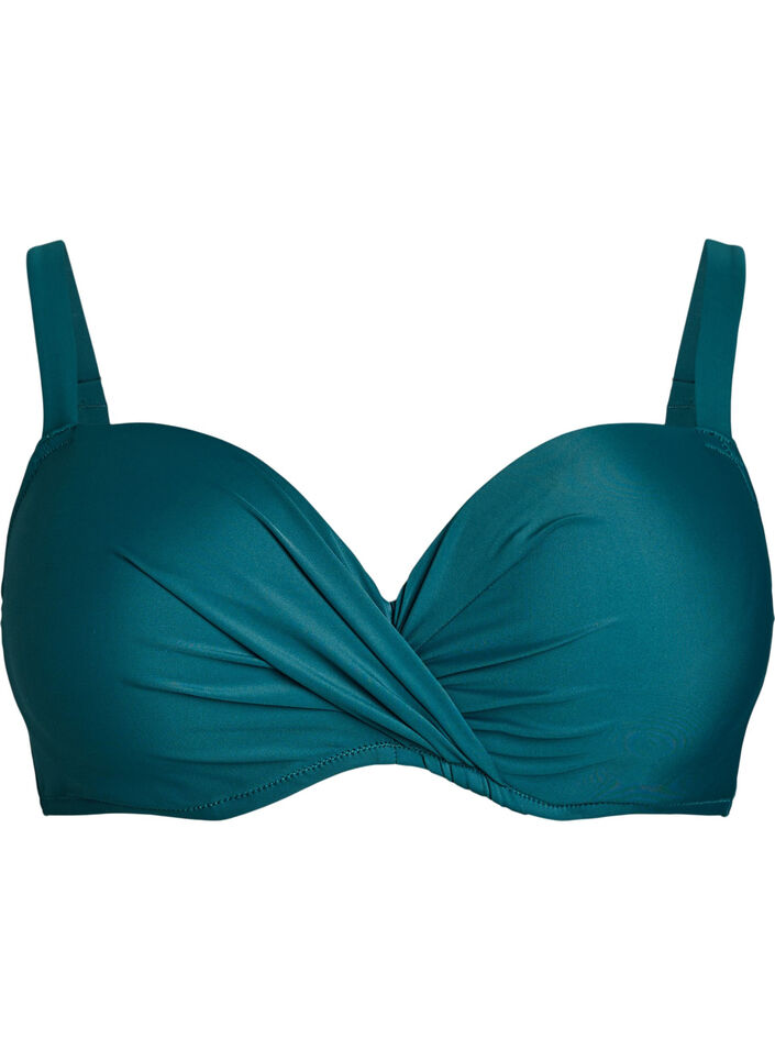 Bikinioverdel med b&oslash;yle og drapering, Gr&oslash;nn, Packshot image number 0