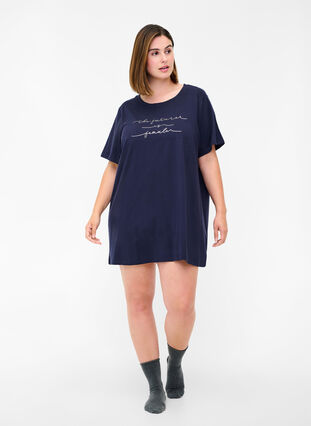 Oversized T-skjorte i økologisk bomull, Night Sky, Model image number 2