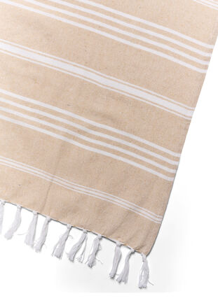Stripete håndkle med frynser, Beige Melange, Packshot image number 2
