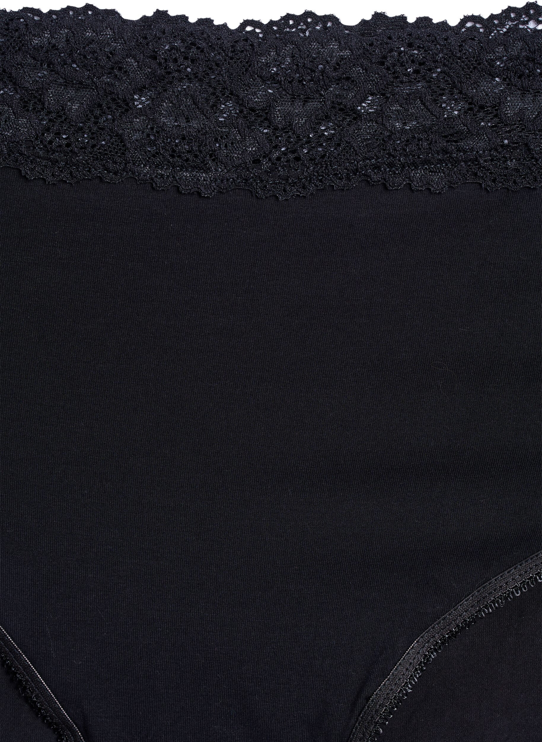 Zizzi Bomullstruse med blonder, 2.stk, Svart, Packshot image number 2