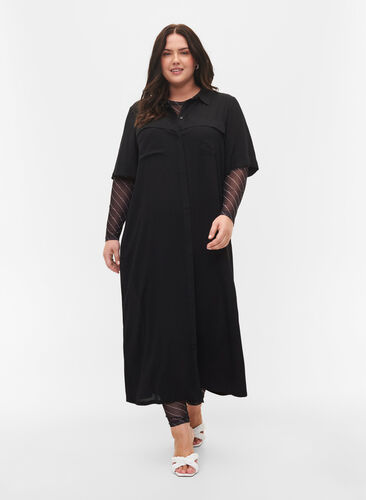 Mønstrete mesh bluse, Black AOP, Model image number 2