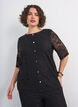 Bluse med blonder og dekorative knapper, Svart, Model image number 0