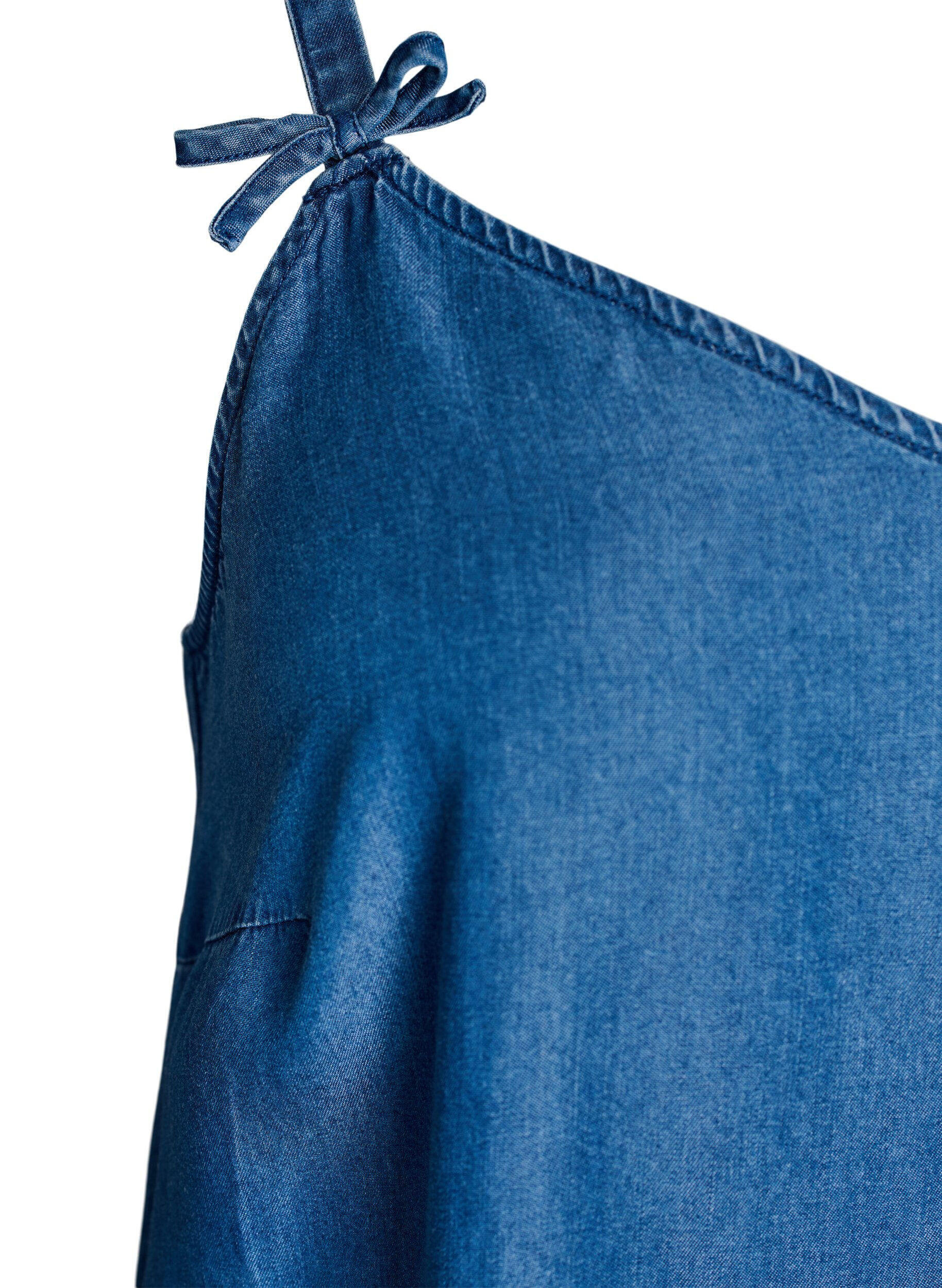 ZizziKnelang stroppekjole i TENCEL&trade; Lyocell med denimlook, Bl&aring;, Packshot image number 3