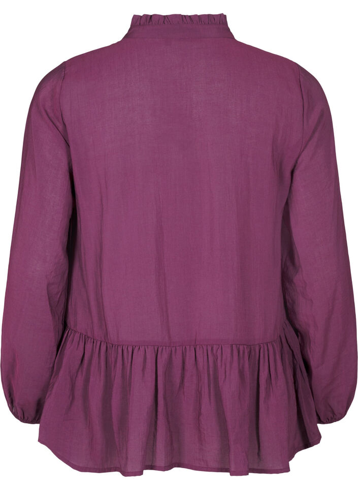 Viskosebluse med peplum, Lilla, Packshot image number 1