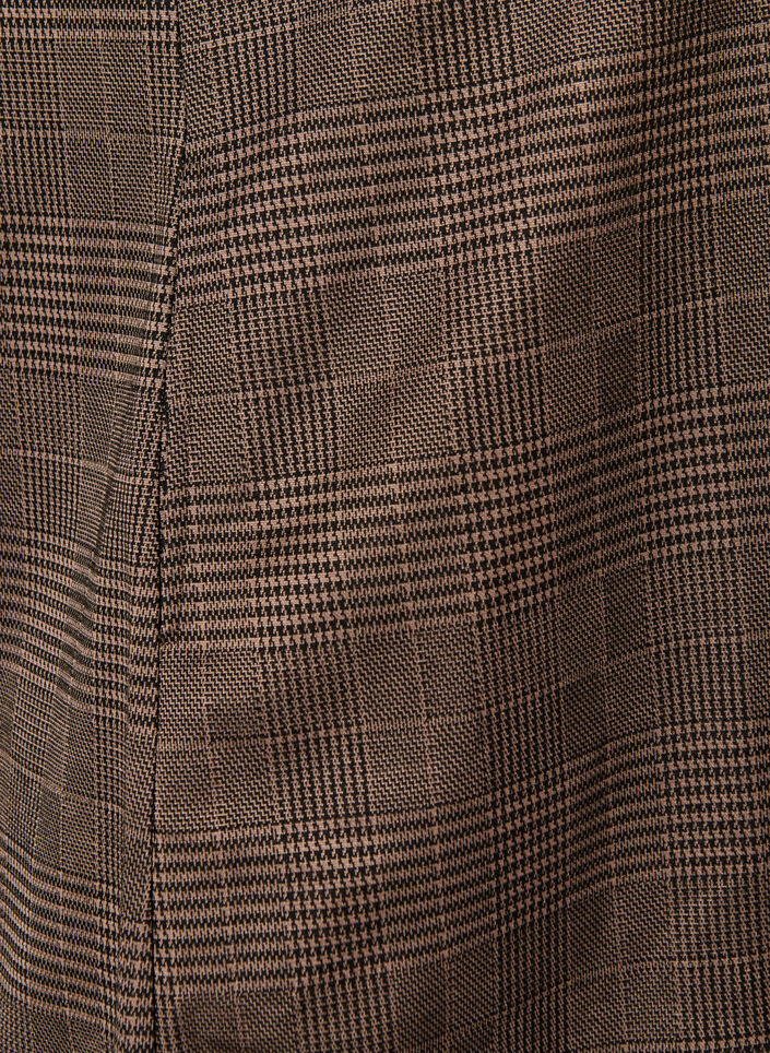 Kort rutete kjole med skjortekrage, Brun, Packshot image number 3
