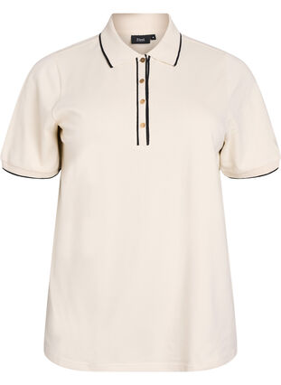 Zizzi Kortermet poloskjorte, Beige, Packshot image number 0