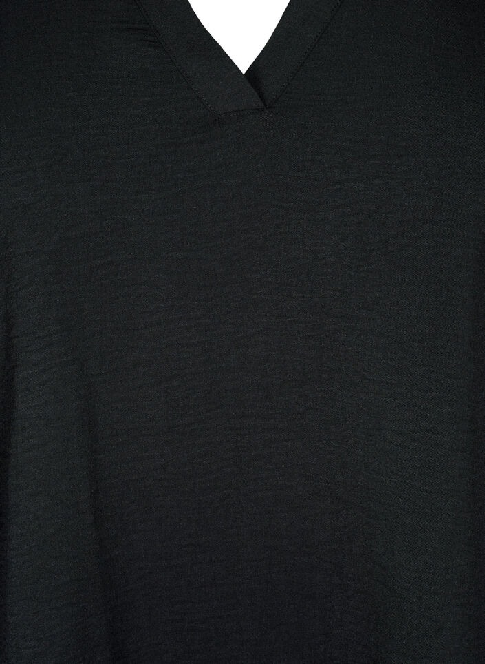 Bluse med 3/4 ermer, Svart, Packshot image number 2