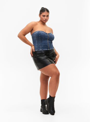 Kortsett av denim med glidelås, Blue denim, Model image number 3