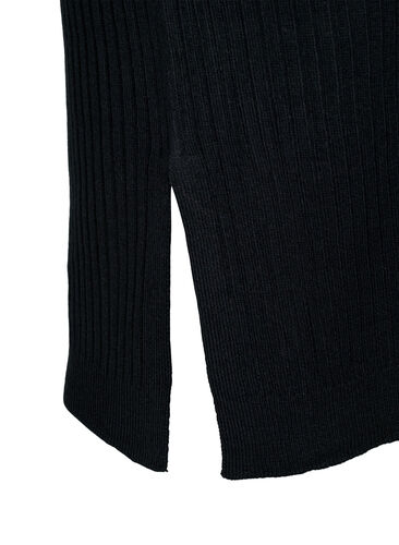Oversized strikkekjole med splitt, Black, Packshot image number 3