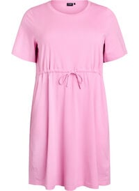FLASH - Kort T-skjortekjole med bindebelte, Rosa FLASH - Kort T-skjortekjole med bindebelte