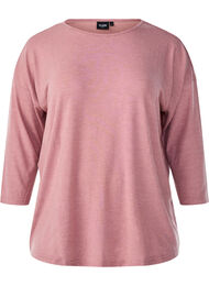 Jersey bluse med 3/4 ermer, Rosa