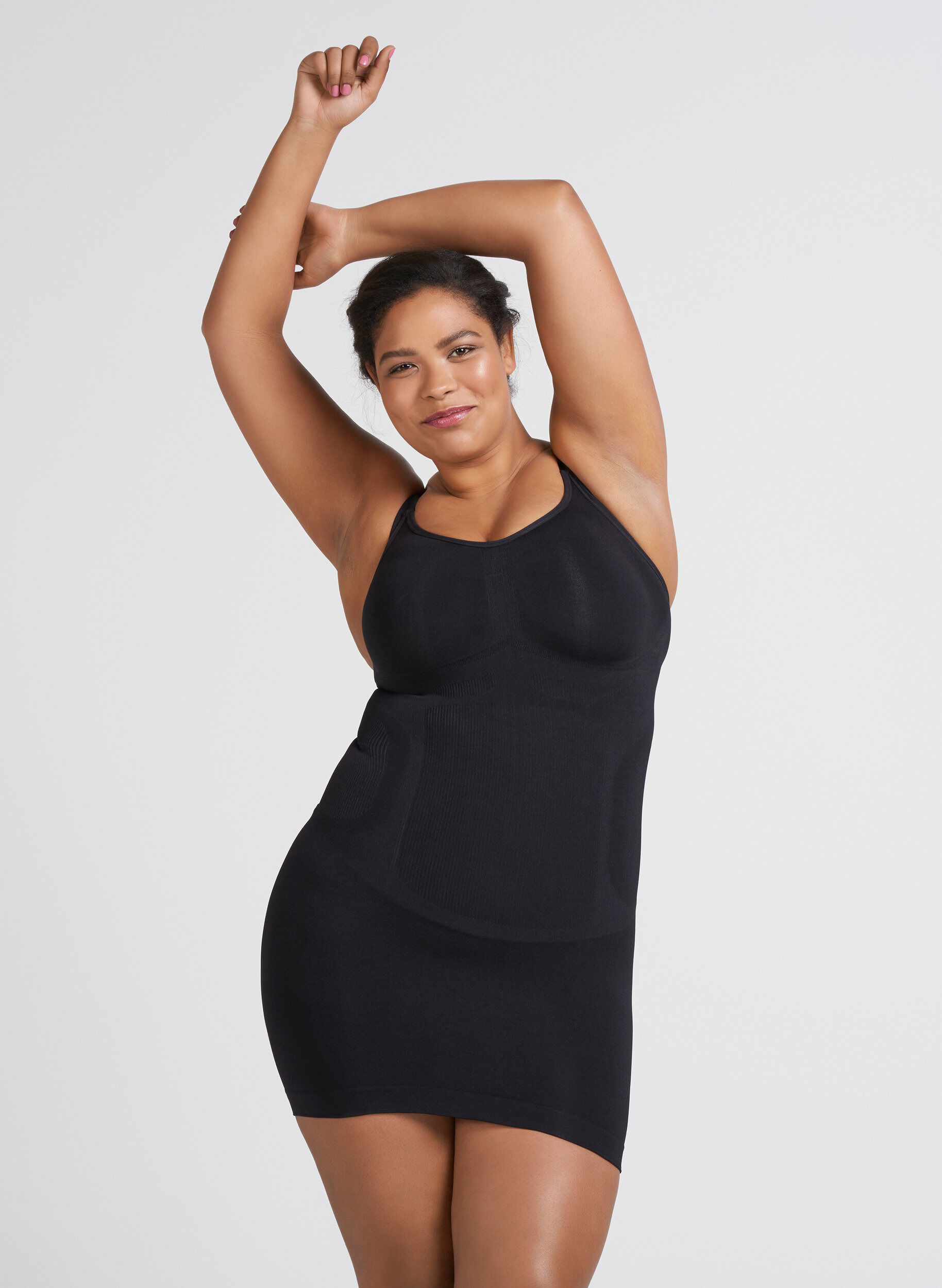 Zizzi Shapewear kjole med tynne stropper, Svart, Model image number 2