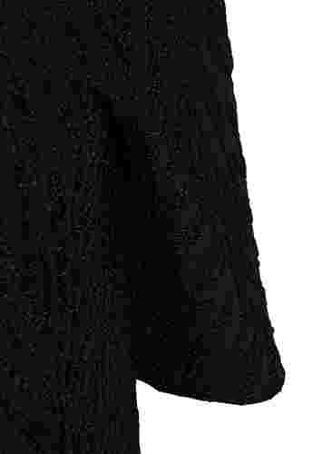 Mønstrete kjole med glitter og korte ermer, Black/Black Lurex, Packshot image number 3
