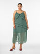 Chiffonkjole med asymmetriske volanger, Gr&oslash;nn, Model image number 0