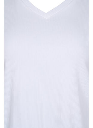 T-skjorte med en ribbet struktur i bomull, Bright White, Packshot image number 2