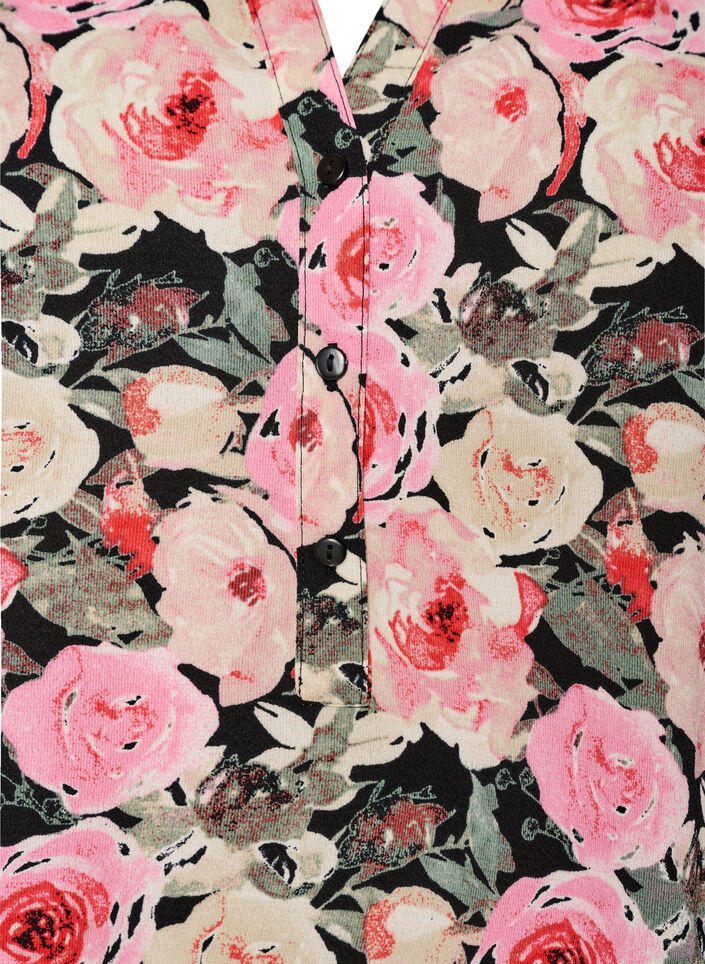 Bluse med korte ermer og V-hals, Rosa, Packshot image number 2