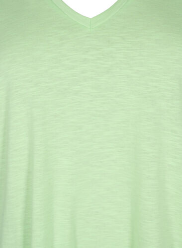 Kortermet basic T-skjorte med V-hals, Paradise Green, Packshot image number 2