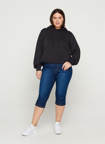 Slim fit Emily caprijeans, Blue denim, Model image number 0
