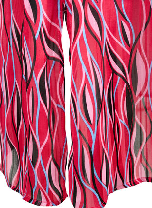 Langermet midi kjole med print, Fuchsia Pink AOP, Packshot image number 3