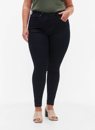 Super slim Amy jeans med høyt liv, Tobacco Un, Model image number 2