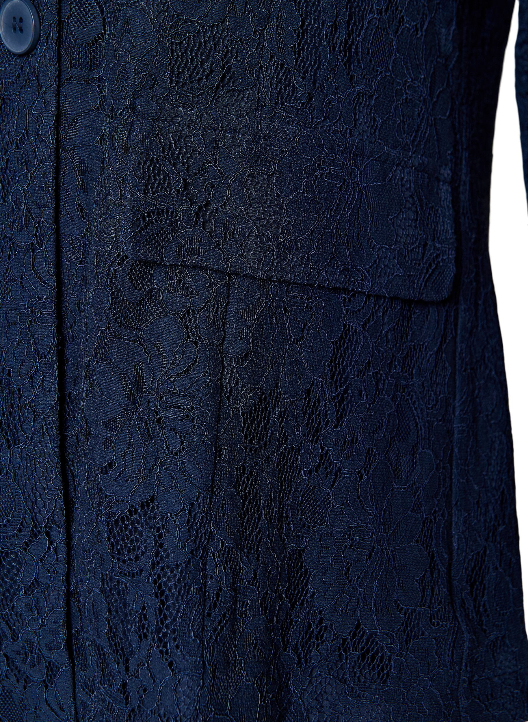 Zizzi Blondeblazer med knappelukking, Bl&aring;, Packshot image number 3