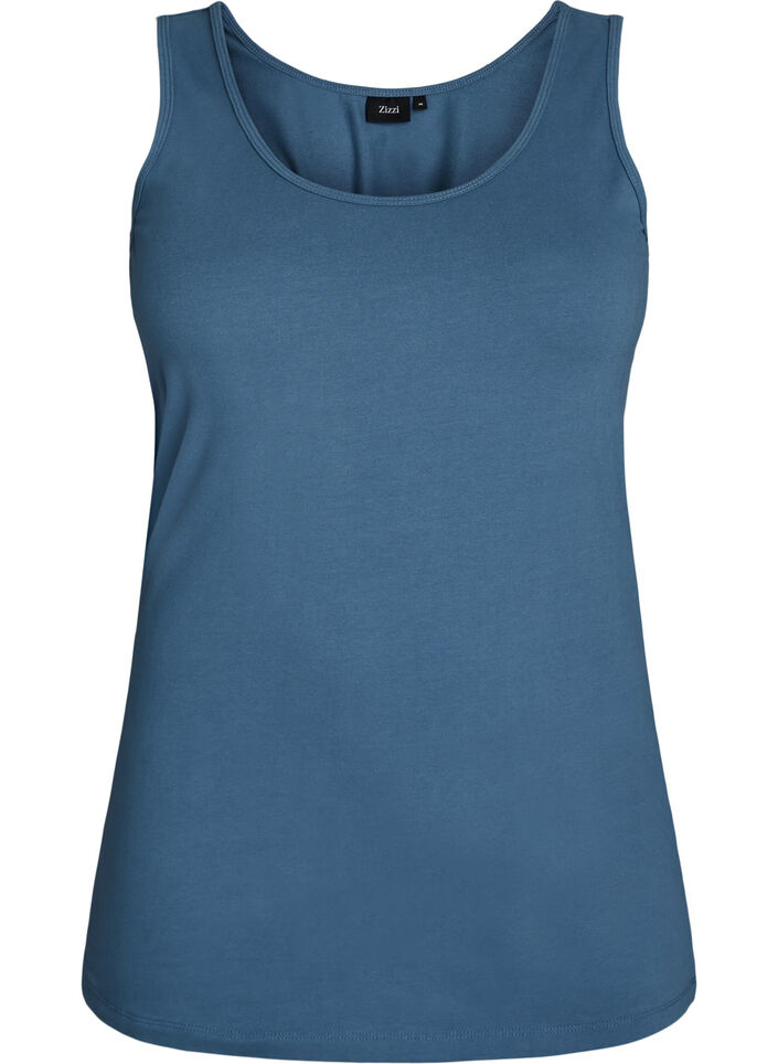 Ensfarget basic topp i bomull, Gr&aring;, Packshot image number 0