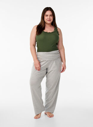 Zizzi Løse loungebukser med bred linning, Grå, Model image number 0