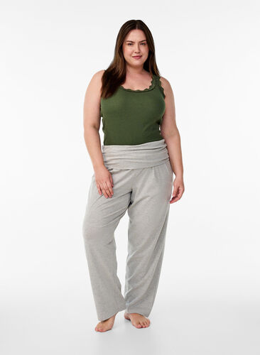 Zizzi Løse loungebukser med bred linning, Grå, Model image number 0