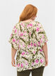 Viskosebluse med korte ermer, Green Pink AOP, Model image number 1