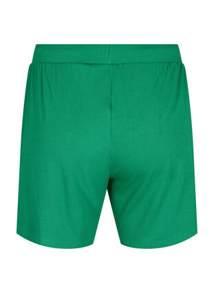 Shorts i viskosekvalitet med ribbestrikk og ledig passform, Jolly Green, Packshot image number 1
