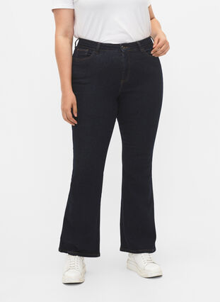 Ellen bootcut jeans med høyt liv, Raw Unwash, Model image number 2