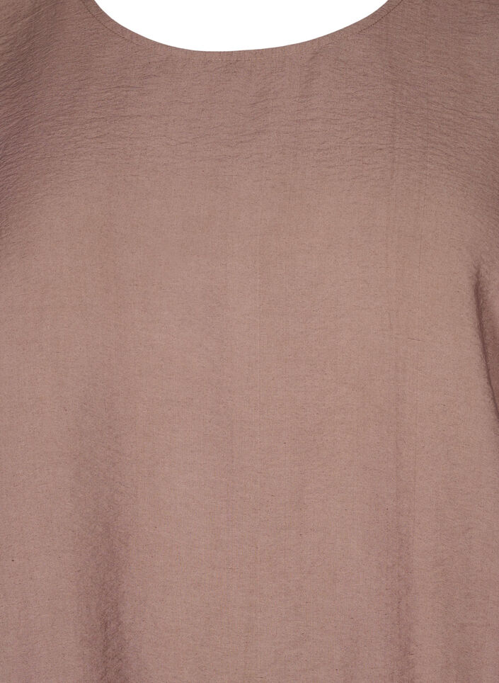 Kortermet bluse med elastisk fold, Brun, Packshot image number 2