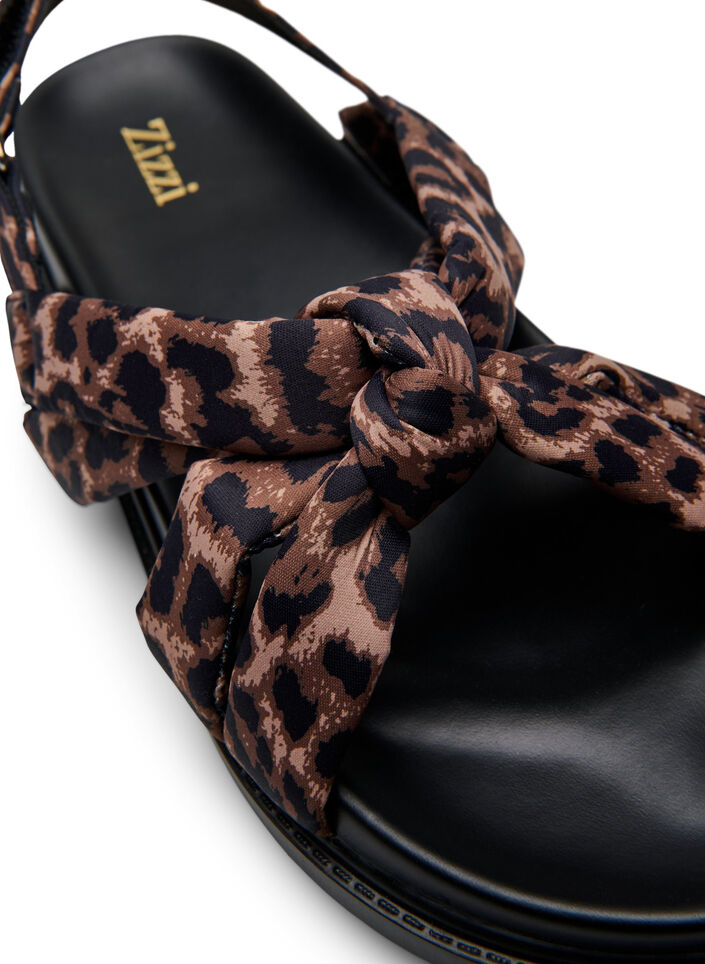 Wide fit - Sandal med knutedetaljer, Leopard AOP, Packshot