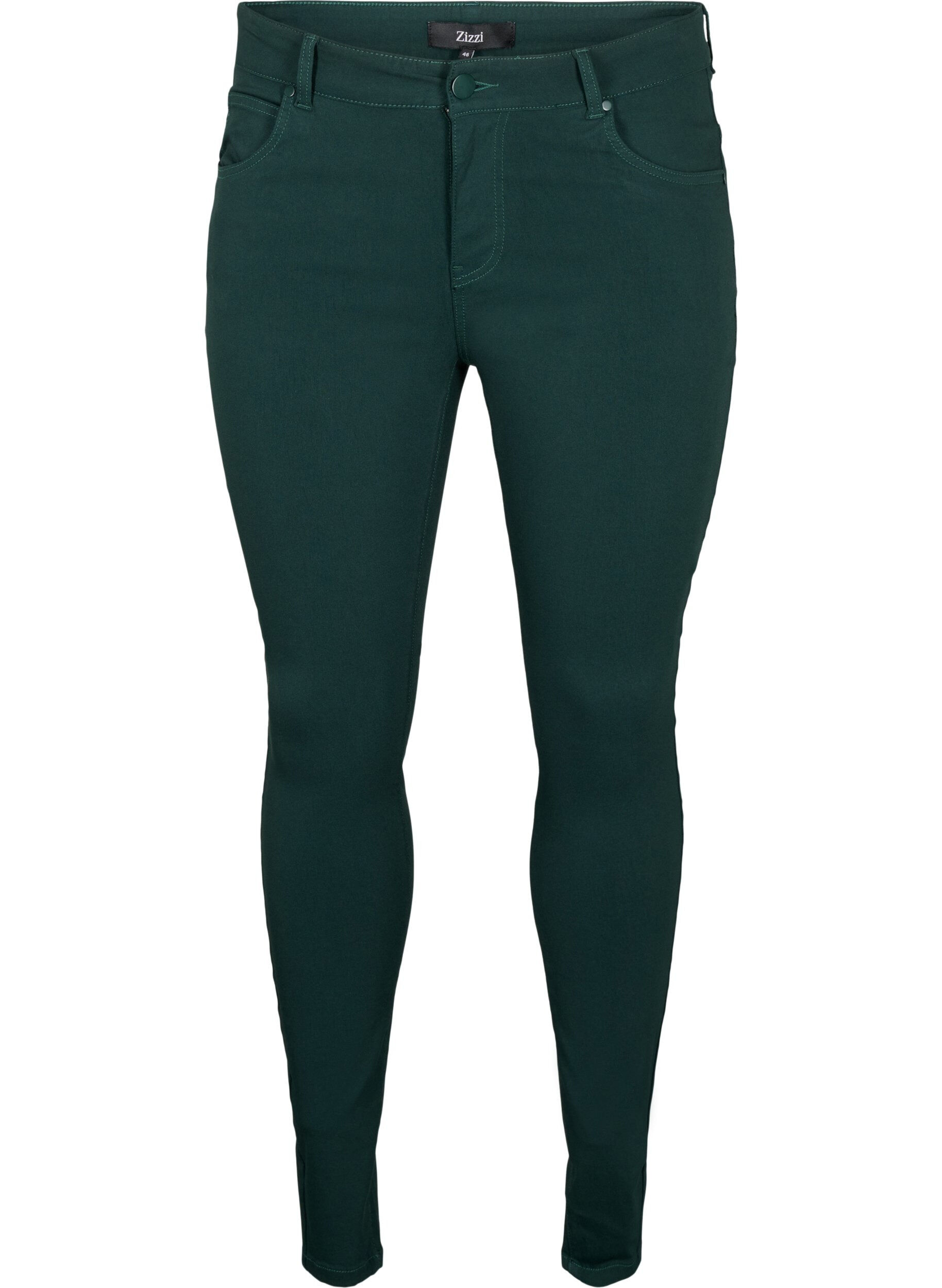 Zizzi Slim fit bukser med lommer, Gr&oslash;nn, Packshot image number 0